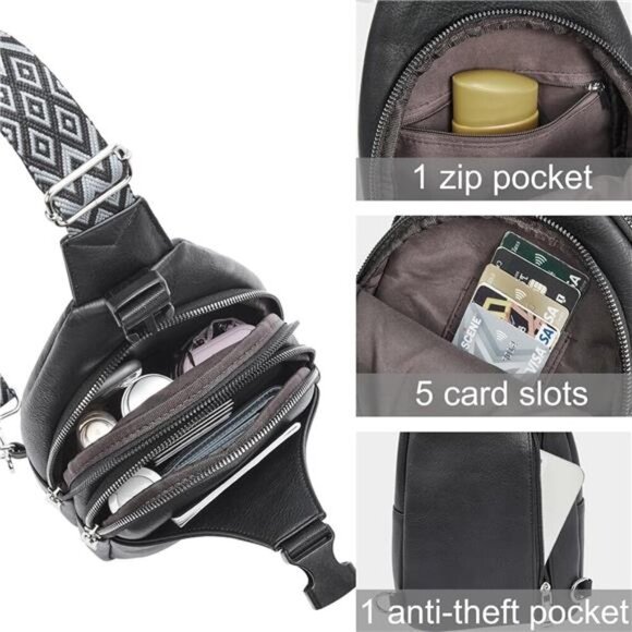 CLUCI Leather Small Crossbody Bags Sling Backpack Cross Body Bag for Women - Picture 4 of 7